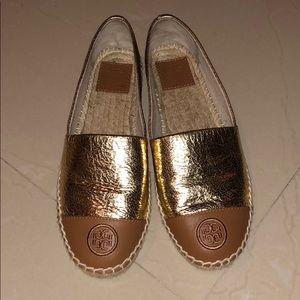 Tory Burch Colorblock Gold Espadrilles